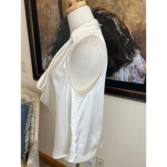 NWT Women's L'AGENCE Blouse M Ivory Silk Sleeveless Cowl Neck Top - Picture 5 of 7
